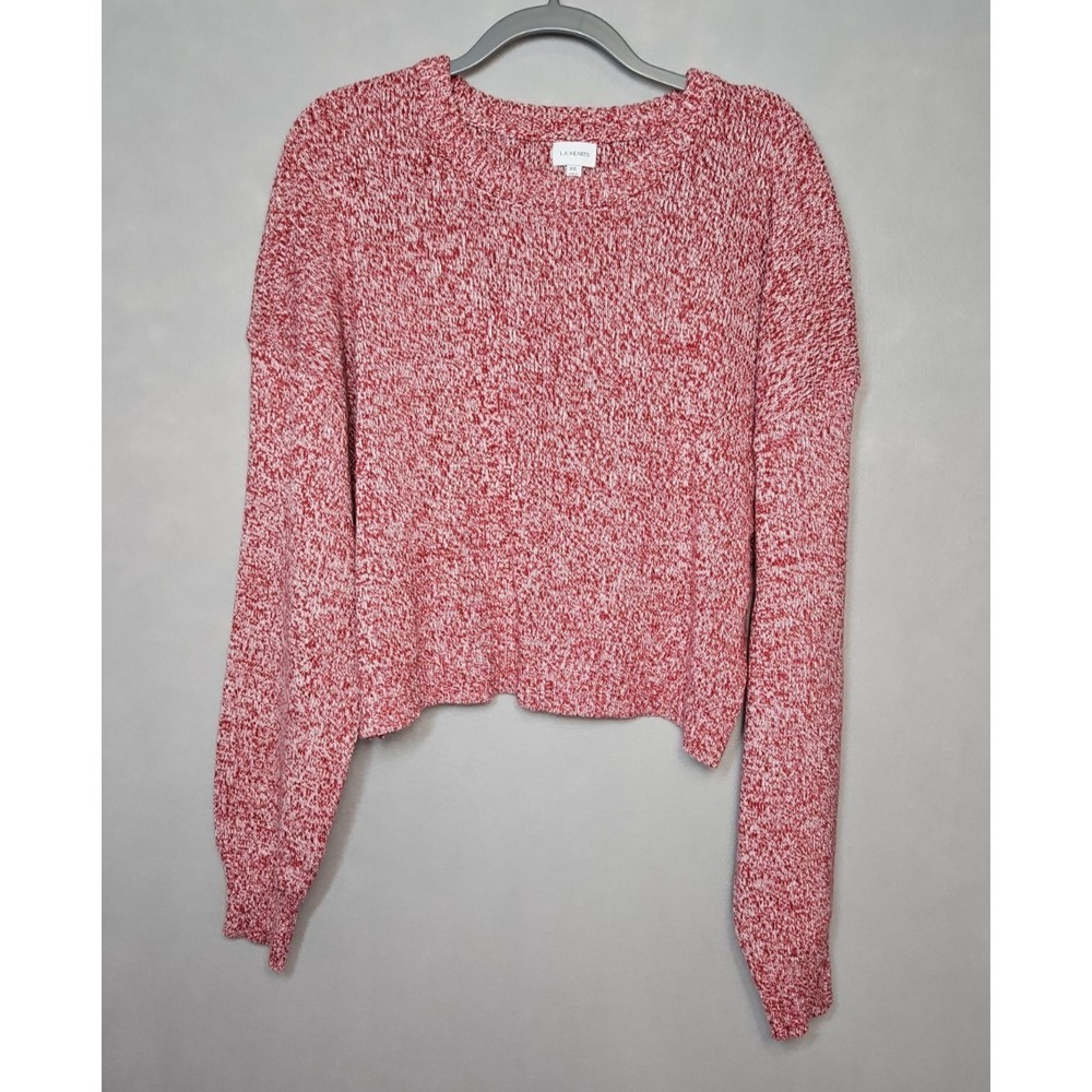 LA Hearts Womens Red White Marled Cropped Sweater Size XXL NWT